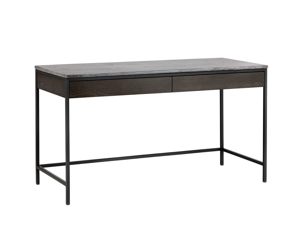 Stam Desk - Black - Grey Marble / Charcoal Grey